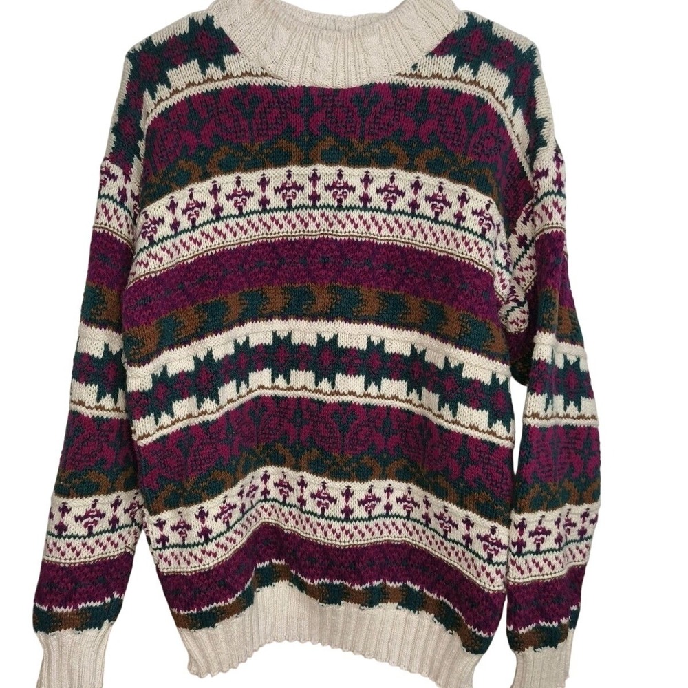 Alps Fine Womens Apparel Aztec Pullover Knit Winter Sweater‎ Vintage Made In Usa